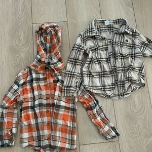 Old Navy Kids Plaid Button Down Shirts - Orange and Beige